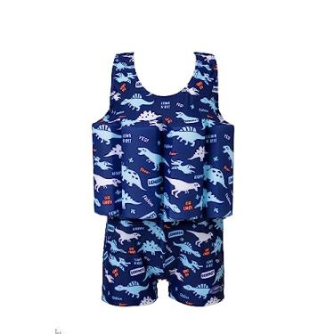 Imagem de Roupa de banho flutuante para bebês, infantil, flutuante, peça única, para meninas e meninos, dinossauro azul, 9 a 10 anos