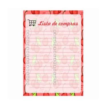 Imagem de Bloco de notas lista de compras com imã de geladeira frutas A6 anotação (cereja)