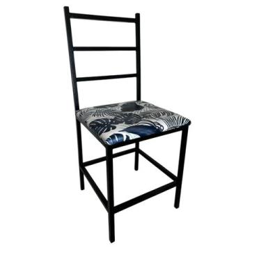 Imagem de Cadeiras Ana Indsutrial Cozinha Decoração Assento Azul Floral - Aquino
