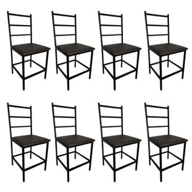 Imagem de Kit 8 Cadeiras Reforçada Para Cozinha E Sala Jantar Ana Assento Marrom