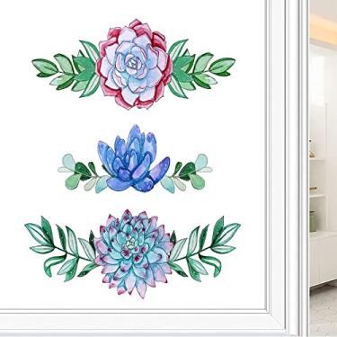 Imagem de Película de janela de privacidade de flores, textura de estilo floral, filme de vidro para sala de estar e escritório em casa, L90 x C 190 cm