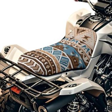 Imagem de Dreaweet Capa de assento de quadriciclo asteca ocidental impermeável antiderrapante respirável capa de assento de quatro rodas compatível com Polaris Sportsman Honda Rancher Foreman Scrambler