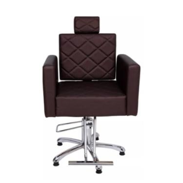 Imagem de Cadeira Poltrona De Salão De Beleza Cabeleireiro Hidráulica Evidence Encosto Fixo (Marrom)