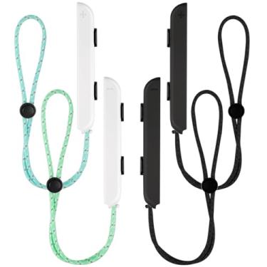 Imagem de LongLongJin Pulseira para controle de interruptor, pacote com 4, preta, compatível com nintendo Joycon (2 x pretos e 2 brancos)