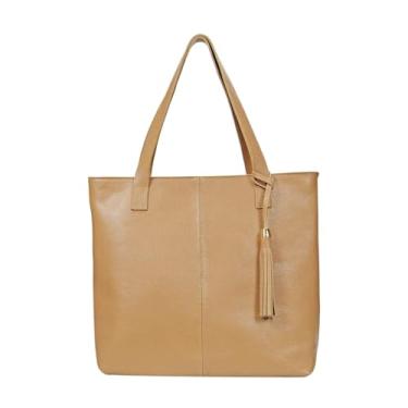 Imagem de Bolsa Feminina Sacola Shopping Bag Nude Grande Shopbag Shopper Ombro Couro Legítimo Madamix Bolsas Femininas Shoulder Bag