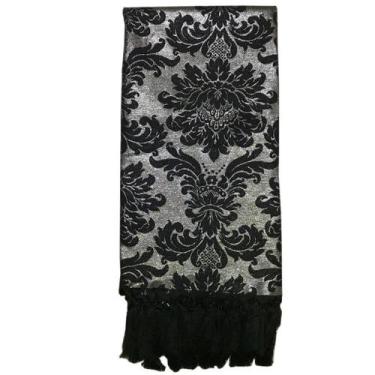 Imagem de Manta de Sofá Jacquard Luxo Preto com Prata 190x140 - Sua Casa Decor