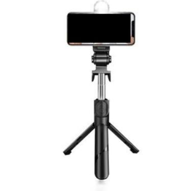 Imagem de Bastão Pau de selfie Tripé Retrátil Com Luz LED Controle Bluetooth Celular