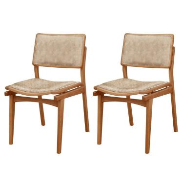 Imagem de Conjunto com 2 Cadeiras em Madeira Eloa Milano / Imbuia Natural