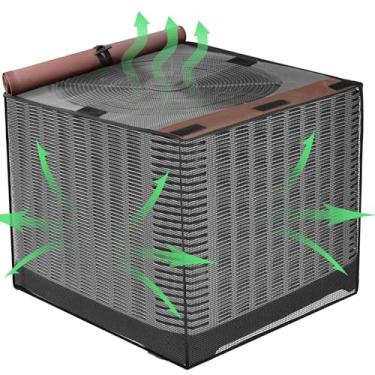 Imagem de Capas de ar condicionado para o exterior, malha completa respirável com capa de ar condicionado superior à prova d'água para todas as estações, capa de unidade AC protege contra penugem de madeira de