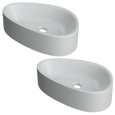 Imagem de Kit 02 Cubas De Apoio Gota Para Banheiro Lavabo C01 Bg43w Cinza Matte Fosca - Lyam