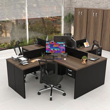 Imagem de Escrivaninha para Escritóro Ilha de Canto em L Nogal / Preto