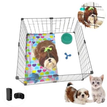 Imagem de Cercado Modular 8 Telas Pet 30x30cm Gaiola Coelho Cão Gato Tela Aramad