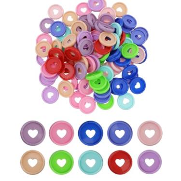 Imagem de Meprotal 100 discos de fichário, discos de expansão de 10 cores em forma de coração, anéis de plástico para adicionar novo papel para manuais e cadernos, colorido, estilo E