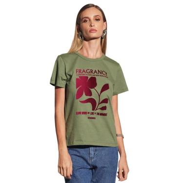 Imagem de Camiseta Sommer Estampada Em Veludo Verde Tam. G-Feminino