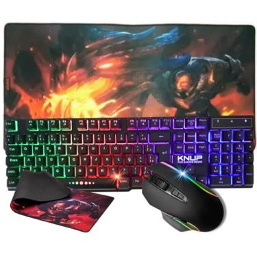 Imagem de Kit Teclado Semi Mecanico + Mouse 6 Botões + Mouse Pad Grande 80x40 cm - Combo Gamer Para Pc Notebook Consoles (Mouse Pad MP-7)