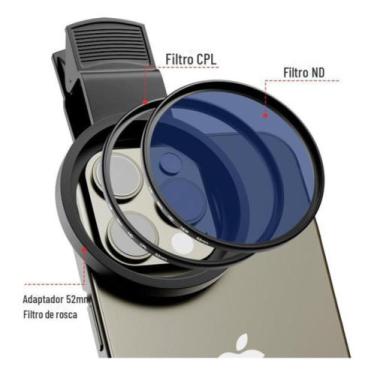 Imagem de Lente Filtro CPL Polarizador Para Celular Clipe Anti Reflexo 52mm - Sh