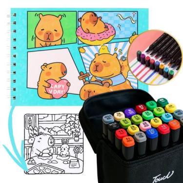 Imagem de Bobbie Goods Capivara Verde + 24 Canetinhas Touch 4GSHOP