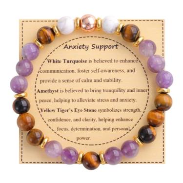 Imagem de KSQS Pulseira De Contas Pedras Curativas Para Mulheres, Proteção E Equilíbrio Com Preciosas Naturais, Cristal Espiritual Alívio Da Ansiedade Cartão Significado (Nº 49)