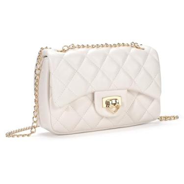 Imagem de LJCTULY Bolsas para meninas, bolsa tiracolo infantil com alça de corrente destacável, bolsa infantil com cadeado de coração para meninas (branca)