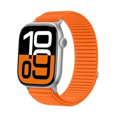Imagem de Pulseira esportiva de nylon compatível com Apple Watch SE 2/SE/ séries 10 9, 8, 7, 6, 5, 4, 3, 2 e 1 de 38 mm, 40 mm, 40 mm, 41 mm, 44 mm, 45 mm, 46 mm, 46 mm, 42 mm (laranja, 44/45/46/42 mm (série 3