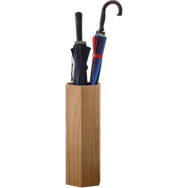 Imagem de Rack De Madeira, Porta-guarda-chuva De Entrada De Hotel Com Bandeja De Gotejamento Removível, Bengalas De Caminhada Estáveis Organizador De Bengalas Decoração, Brown