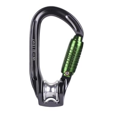 Imagem de YIJU Mosquetão de polia de escalada, mosquetão de polia, ferragens de com fecho automático e trava de parafuso para rapel e viagem