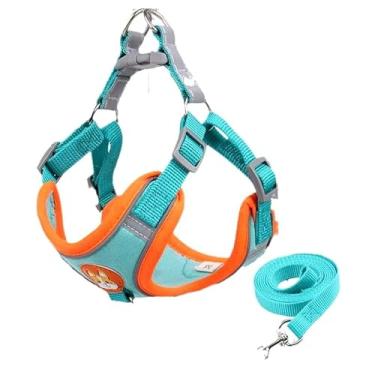 Imagem de Coleira Peitoral para Cachorros e Gatos, Design Ergonômico, Faixa Reflexiva, Com Guia de Passeio (Azul Turquesa, M)