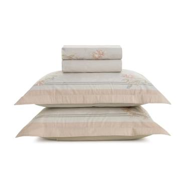 Imagem de Jogo de Lençol Queen Karsten Percal 200 fios 100% Algodão Estampado com Virol 4 peças (Amber)