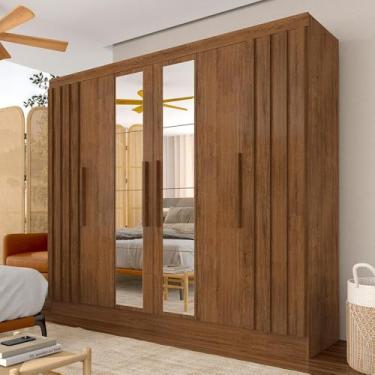 Imagem de Roupeiro Casal 6 Pts Ripado Com Espelho Camille Freijó - M.a Freijó