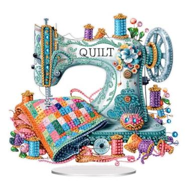 Imagem de Ceitura Acrílico Forma Especial Flor Máquina de Costura Diamante Pintura Arte Kit de Ornamentos de Mesa 5D DIY Decoração de Mesa Decoração de Mesa de Quarto