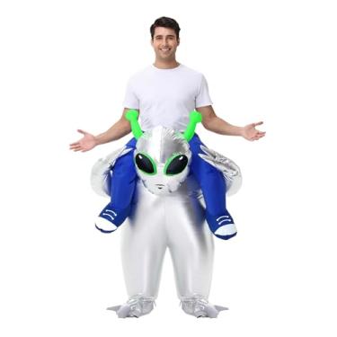 Imagem de Fantasia de alienígena inflável para adultos, crianças, Dia das Bruxas, Passeio em Fantasia Alienígena, Masculina, Festa Cosplay Divertida (Prata - Alien-Adulto)