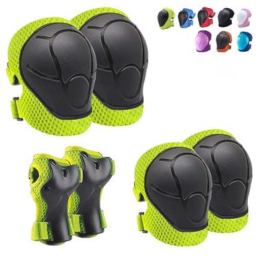 Imagem de Joelheiras para crianças, conjunto de equipamentos de proteção para crianças com joelheiras e cotoveleiras para crianças e protetores de pulso 3 em 1 para ciclismo skate scooter patinação de patinação [Versão atualizada 3.0], Verde
