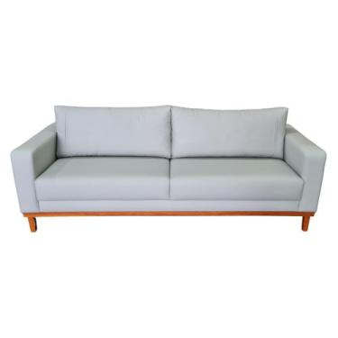 Imagem de Sofá Argélia Tecido Acquablock Base Madeira 210cm - 4R Estofados, Cinz