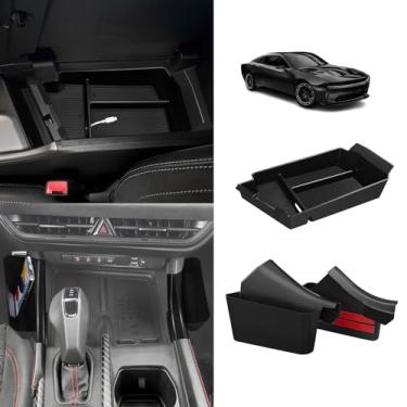 Imagem de BestEvMod Organizador de console compatível com Dodge Charger EV Daytona 2024 2025, acessórios, caixa de apoio de braço e caixa de armazenamento de câmbio, bandeja de armazenamento de câmbio de