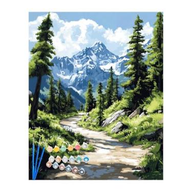Imagem de Kit de pintura olímpica por número, pintura florestal por números para adultos, pintura acrílica de paisagem de Washington, pôster do Parque Nacional Olímpico para decoração de parede de casa - Árvore