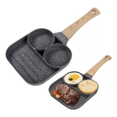 Imagem de Frigideira Ovo Hambúrguer  Bife Antiaderente 3 Em 1 Divisórias - SHOP 