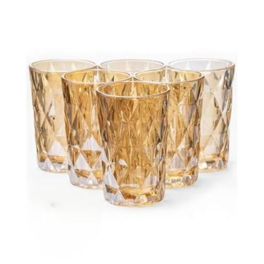 Imagem de Conjunto Grande De Copos, 6 Copos De Vidro Diamantado De 390 Ml