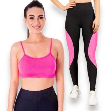 Imagem de KIT conjunto TOP ALÇA FINA bojo + CALÇA LEG LEGGING REDINHA Feminino A