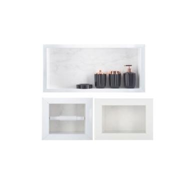 Imagem de Nicho Em Porcelanato Para Banheiro - kit com 3 peças (Carrara) - Incom