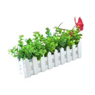 Imagem de Generic Enfeite de mesa com plantas artificiais, arranjo elegante e realista em vaso de cerca de estacas, planta falsa para mesa de quarto, Eucalipto