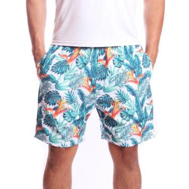 Imagem de Short Tactel Ox Silver Floral Flores, P, Branco, Masculino