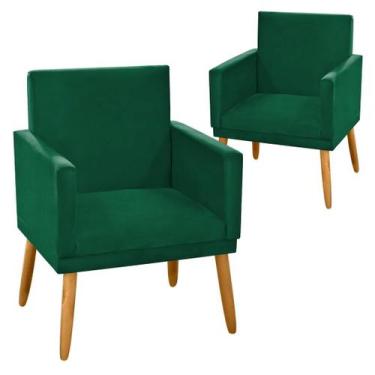 Imagem de Kit 2 Poltronas Nina CR suede verde para leitura - JBL ESTOFADOS