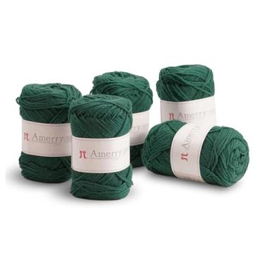 Imagem de Conjunto de 5 novelos Hamanaka Amerry, peso médio, 70% lã merino da Nova Zelândia, 30% mistura acrílica, fio macio e fácil de tricotar para tricô e crochê, feito no Japão (Col. 34)