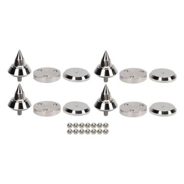 Imagem de Liga de alumínio de absorção de choque de alto -falante Pesquisa de alumínio M8 Ajusta M8 Pontos de espinhocas para alto -falantes Amplificadores CD DVD Players Silver 4 Set