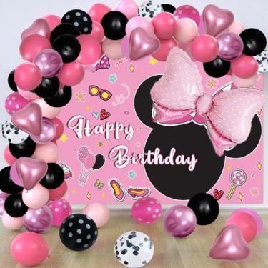 Imagem de Conjunto de decoração ANFGANC Pink Mouse Birthday Party Girls de 5 x 3