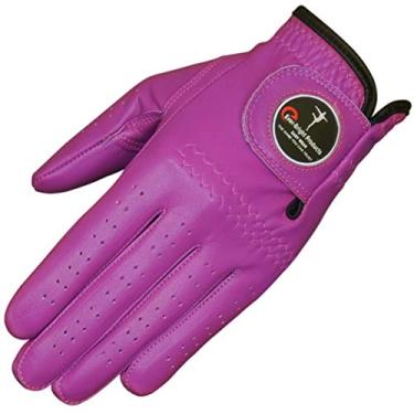 Imagem de Luvas de golfe masculinas Ever-Bright OptiColor de couro premium (rosa escuro, esquerda)