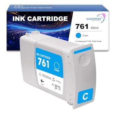 Imagem de QUEENPRINT High speed printing Cartucho de tinta 761 CM994A substituição de tinta ciano para 761 CM994A para impressora DesignJet T7100 T7200 - 400 ml 1 pacote