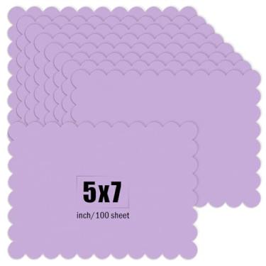 Imagem de MixTeach 100 peças de cartolina recortada 12,7 cm x 17,78 cm com bordas recortadas retangulares, papel para impressora de cartolina grossa para fazer cartões, artesanato, scrapbook, convites, desenho