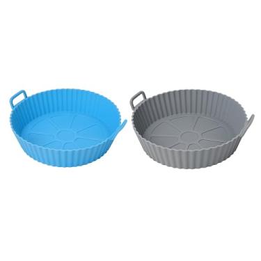 Imagem de Kit de Formas de Silicone para Air Fryer Silicone 2 Peças Cores Sortidas Reutilizável Com alças