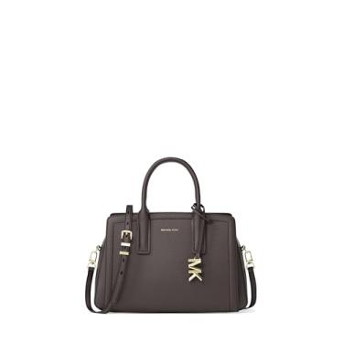 Imagem de Michael Kors Bolsa pequena Laila, ferragens douradas/couro de cabra em relevo/chocolate